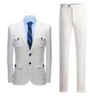 Herren weiß 2-teilig Anzughose Set formelle Geschäftskleidung Jacken Anzug große Größe