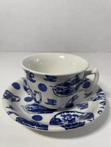 Burgess & Leigh PICTORIAL BRITAIN Tea Cup Saucer Stoke-on-Trent Blue/white - Picture 1 of 7
