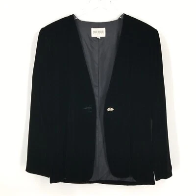 VINTAGE Hugo Buscati Womens Blazer Jacket 2 Black Single Button Lined Milano USA - Image 1 of 4