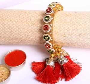 Bangle Style Rakhi for Bhabhi/Sister/Niece Bracelet Rakhi with Roli Chawal/Card - Picture 1 of 9