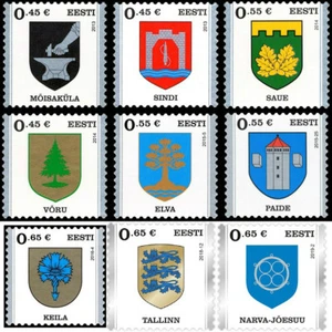 JUEGO DE SELLOS DE ESTONIA 2013 - 2019 - Escudos de armas de ciudades estonias (9 sellos) - Imagen 1 de 10