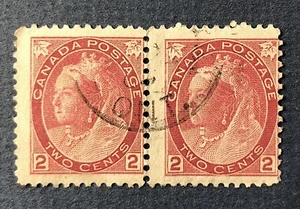 Canada Stamps Queen Victoria Pair Scott#77a Re-Entry (LL '2') 1899 - Picture 1 of 3
