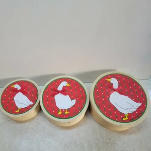 3 Vintage 1984 Casida Designs Christmas Ducks Nesting Boxes Graduated Round - Picture 1 of 12