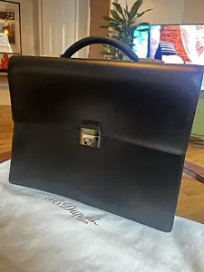 S.T. DuPont Black Leather Briefcase Document Holder Line D - Picture 1 of 8