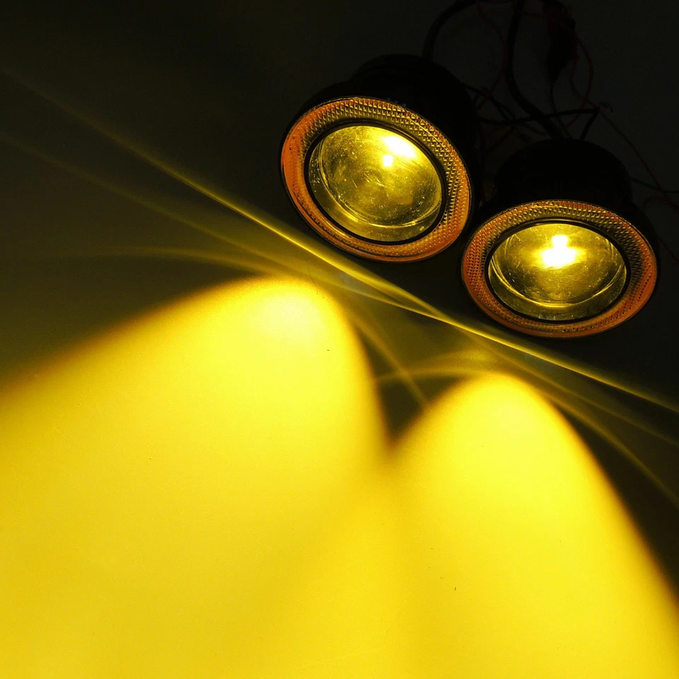 2X Redondos 2.5" Pulgadas Amarillo LED Luz Antiniebla Lámpara de Conducción Ámbar Ojos de Ángel Anillo Halo Foto 1 de 4