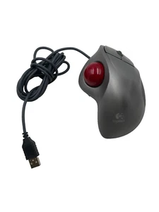 Logitech TrackMan Wheel Mouse Track Man Red Marble USB T-BB18 - Picture 1 of 2