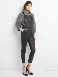 Gap Women Genuine Leather Overalls True Black Size 4  - Picture 1 of 12