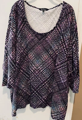 Ulla попкен плюс размер 36/38 5 X фиолетовый хлопок эластичной футболка верхняя туника 3/4 рукав - Изображение 1 из 4