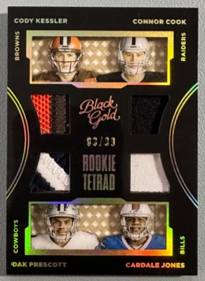 DAK PRESCOTT JONES KESSLER COOK 2016 Black Gold Rookie Quad Patch Prime 83/99 - Image 1 of 3