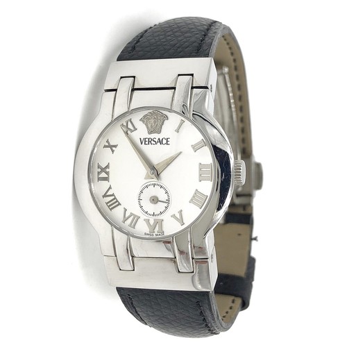 Orologio donna Versace Madison BSQ99 numeri romani quadrante bianco pelle nera quarzo