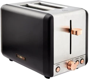 Tower T20036RG Cavaletto 2-Slice Toaster with Defrost/Reheat, Stainless Steel - Picture 1 of 12