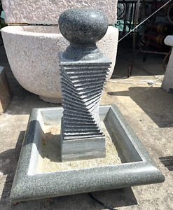 Modern Abstract Self-Contained Gray Granite Fountain