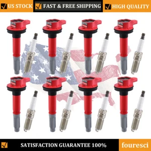 8X Spark Plug and Ignition Coils Pack For F-150 F150 2011 2012 2013 2014 5.0L V8 - Picture 1 of 15