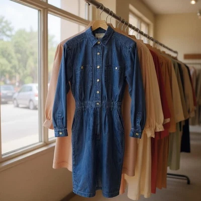 Vestido Camisa Talbots Cambray Midi Azul Cottagecore De Colección Años 90 Para Mujer 6 Pequeño 6P Foto 1 de 4