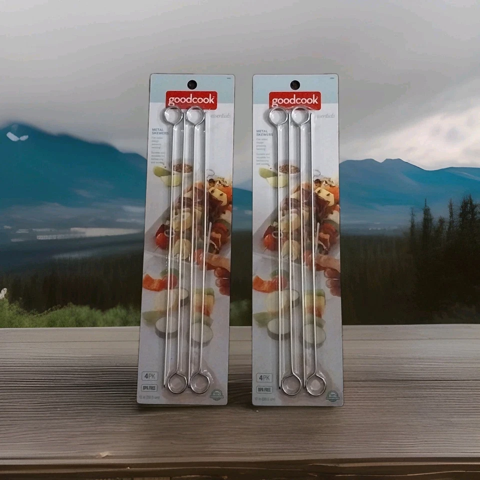 2 4 Packs Of Goodcook Metal Skewers Flat Sided Design BPA Free Durable/Reusabe - Image 1 of 1