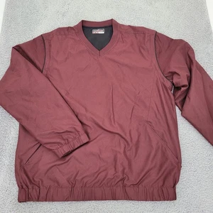 Grand Slam Golf Mens Pullover Medium Burgundy Long Sleeve Wind Breaker Vneck - Picture 1 of 7