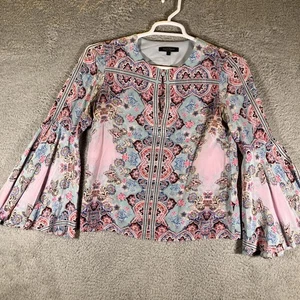 Nanette Lepore Floral Silk Flutter Blouse Womens Small Bloomcore Paisley Boho - Picture 1 of 16