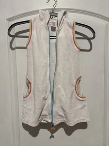 Gymboree Girls Size 5 Terry Cloth White Rainbow Zip Up Hoodie Dress - Picture 1 of 3
