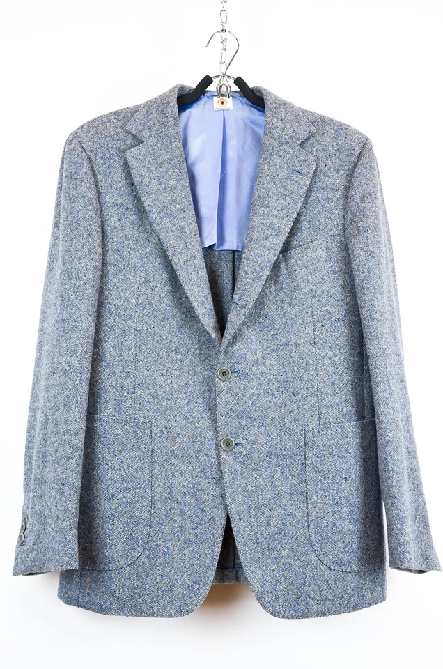Blazer Luigi Borrelli Napoli - Lana Tweed Azul - Hecho en Italia - Talla 52 Foto 1 de 4