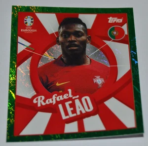 Topps Euro 2024 Sticker Rare Rafael Leao Green Parallel Foil POR PTW - Picture 1 of 2