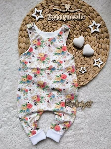 Handmade Bio Jersey Strampler "Blütenzauber" Gr. 62 Mädchen - Bild 1 von 4