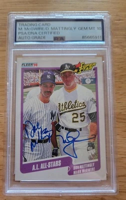 Fleer 1990 - Mark McGwire, Don Mattingly #638 autógrafo PSA 10 automático doble firmado Foto 1 de 2