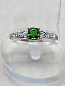 Anillo de oro de 9kt cromo diopsido y circón blanco talla T1/2 (1,84 g) certificado - Imagen 1 de 12