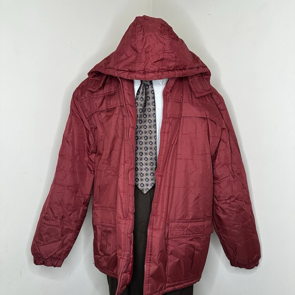 Jaqueta Habands Masculina Parka XL Casaco Vermelho Capuz Removível Isolado Zíper Inverno - Imagem 1 de 4