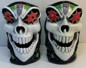 Light Up Eyes Skull Cup Mug 2001 Monster Jam Grave Digger Lot of 2 Halloween - Picture 1 of 13