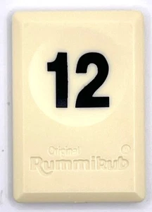 Rummikub Fliese schwarz 12 Spiele Ersatz glatte Zahl graviert Rückseite Pressman - Bild 1 von 2