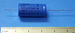 (4 PC) CONDENSATORE, SERIE 53D, SPRAGUE, 10000 UF/MF / 15 VDC, CAVI DA TAGLIO - Foto 1 di 2