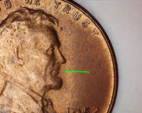 1952 S  LINCOLN WHEAT CENT - DIE CHIP LINE BY LINCOLN'S MOUTH Cover