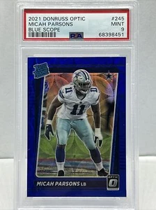2021 Panini Donruss Optic Micah Parsons 245 Blue Scope Prizm Rookie PSA 9 Mint - Picture 1 of 2
