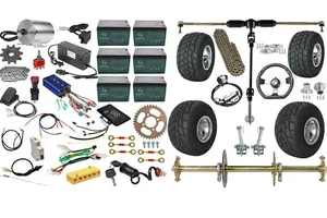 32" Racing Go Kart Rear Axle Kit 5" Wheels + 72V 3000W Motor Front Steering Kit - Picture 1 of 19