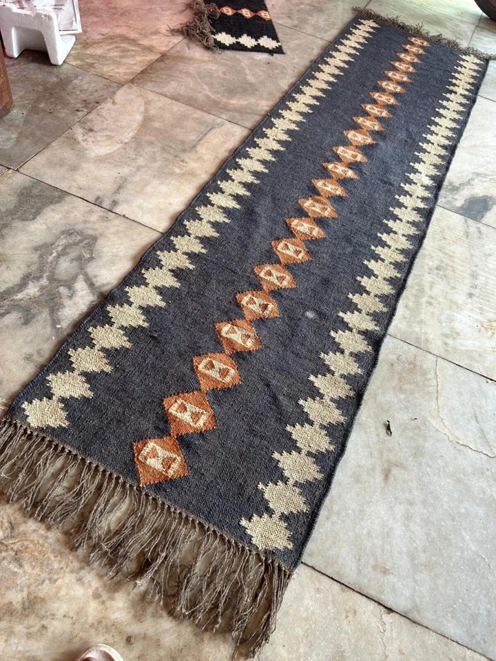Vintage Kilim Rug aztec kilim Runner Wool Jute Rug Southwestern Stair kilim rug - Image 1 of 4