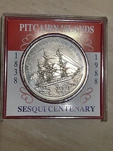 1838-1988 Pitcairn Islands - One Dollar Drafting Of Constitution Coin In Case - Picture 1 of 4