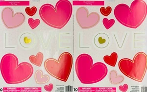 Lot of 2 Happy Valentine's Day Window Clings hearts Love teacher supply decor - Picture 1 of 1