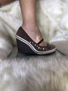 Zoe Wittner brown suede wedge heels , shoes . Size 7 M - Picture 1 of 9