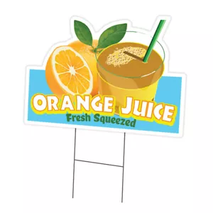 Orange Juice Die Cut Yard Sign & Stake outdoor plastic coroplast window - Picture 1 of 3