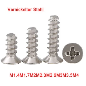 M1.4~M4 Flat Head Sheet Metal Self Tapping Screws Flat Tail - Ni-plated Steel - Picture 1 of 5
