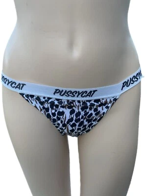 Y2K Pussycat Paw Print Bikini Panty Retro Rave Cosplay Springbreak New Deadstock - Image 1 of 3