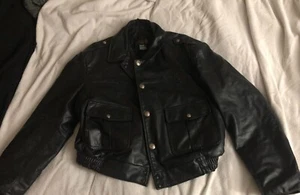 Auténtico Abrigo Chaqueta de Cuero Policía de Chicago Excelente Forma L - Imagen 1 de 9