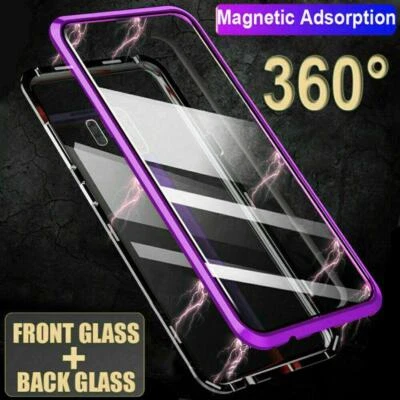 360° Full Protect Metal Magnetic Double Sided Glass Case Cover For SmartPhones - Image 1 of 4