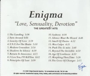 Enigma: Love, Sensuality, Devotion: Greatest Hits Advance PROMO MUSIC AUDIO CD - Picture 1 of 1