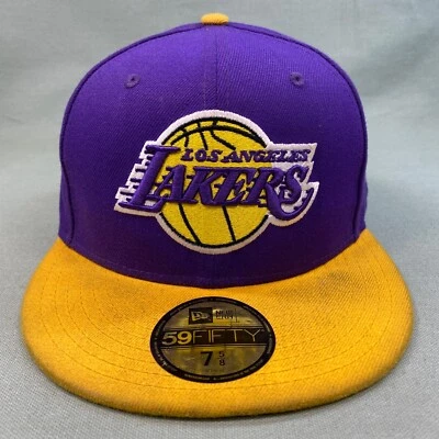 Los Angeles Lakers Hat/Cap New Era Fitted 7 5/8 NBA Basketball Purple/Yellow - Image 1 of 4