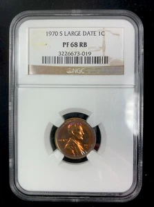 1970 S LARGE DATE LINCOLN CENT PROOF 1C PF68 RB NGC PR68 TOP POP = 22; SKU 3390 - Picture 1 of 3