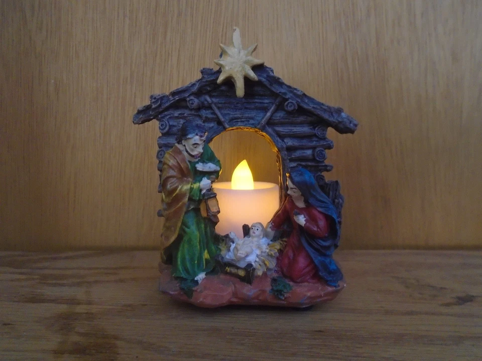 NATIVITY SCENE FIGURINE WITH LED CANDLE - Image 1 of 1