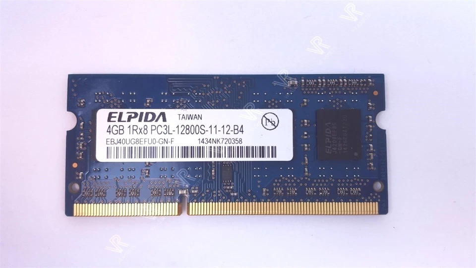 Elpida 4GB PC3L-12800S DDR3 1600MHz 204pin Laptop Memory EBJ40UG8EFU0-GN-F - Image 1 of 1