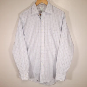 Brooks Brothers Milano Dress Shirt Men's 16-34 White, Blue, and Black Plaid - Picture 1 of 7