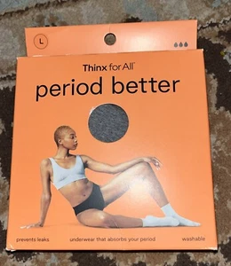 1 Womens L Bikini Thinx For All Period Underwear Gray Moderate Absorbencey - Picture 1 of 1